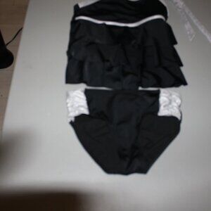 Black & Silver 2 Pcs Justice Tankini Swimsuit Sizer 8